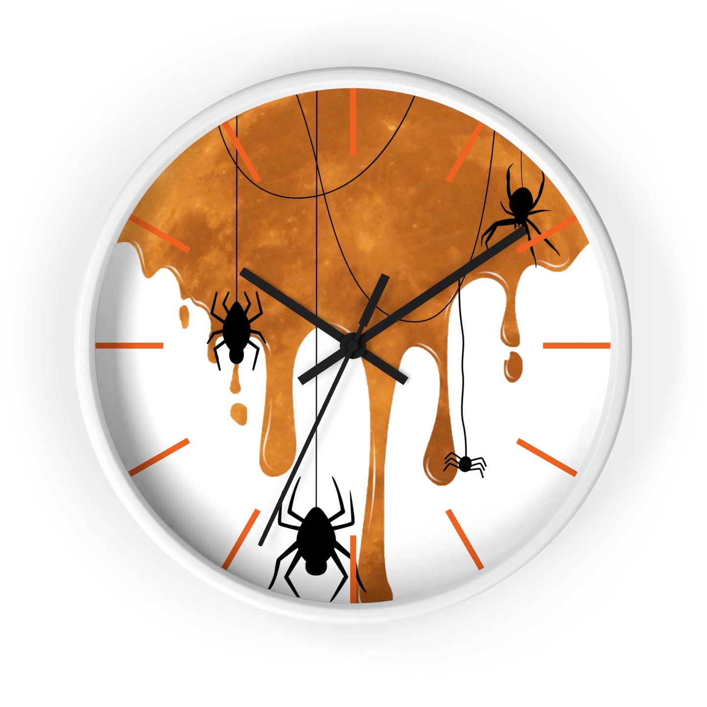 Halloween Wall Clock, Round Wall Clock, Spooky Wood Clock, Halloweeners Gift, Unique Wall Clock, Spider Wall Clock