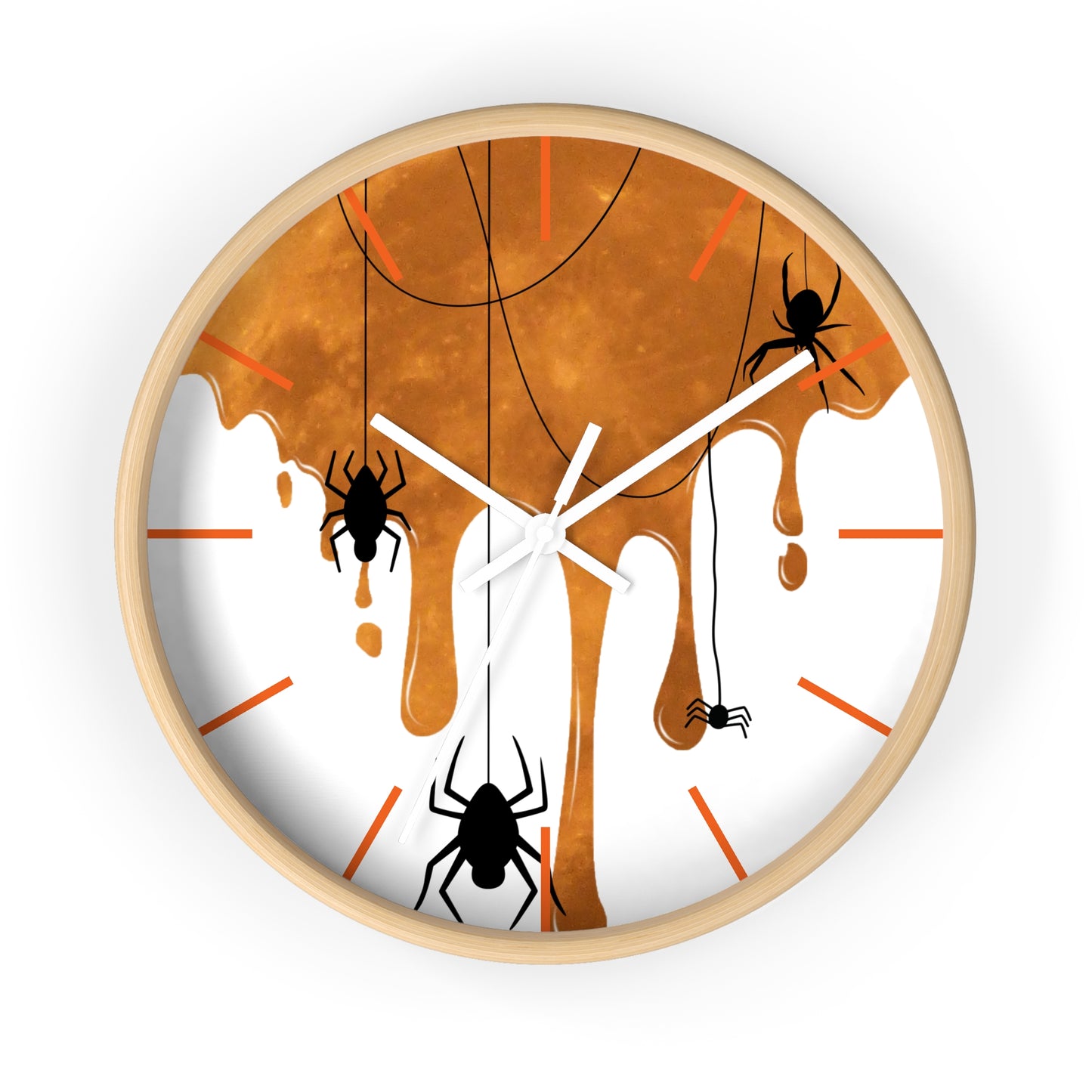 Halloween Wall Clock, Round Wall Clock, Spooky Wood Clock, Halloweeners Gift, Unique Wall Clock, Spider Wall Clock