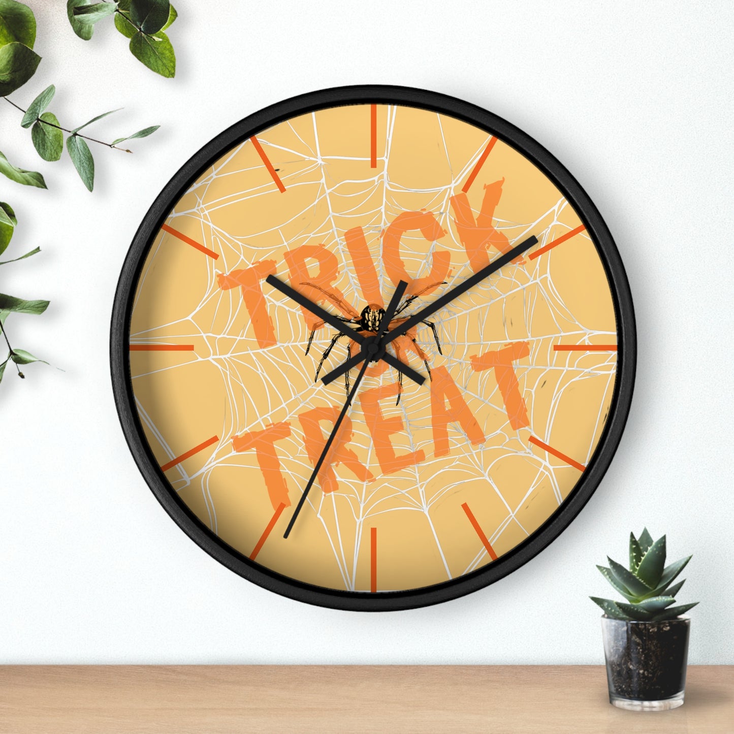 Halloween Wall Clock, Round Wall Clock, Spooky Wood Clock, Halloweeners Gift, Unique Wall Clock, Spider Wall Clock