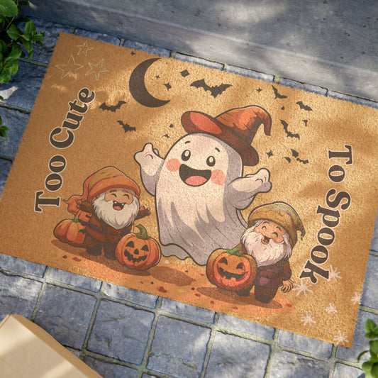 Too Cute To Spook Doormat, Halloween Doormat, Fall Doormat, Ghost Face Welcome Rug, Cute Halloween Outdoor Decor, Fall Doormat