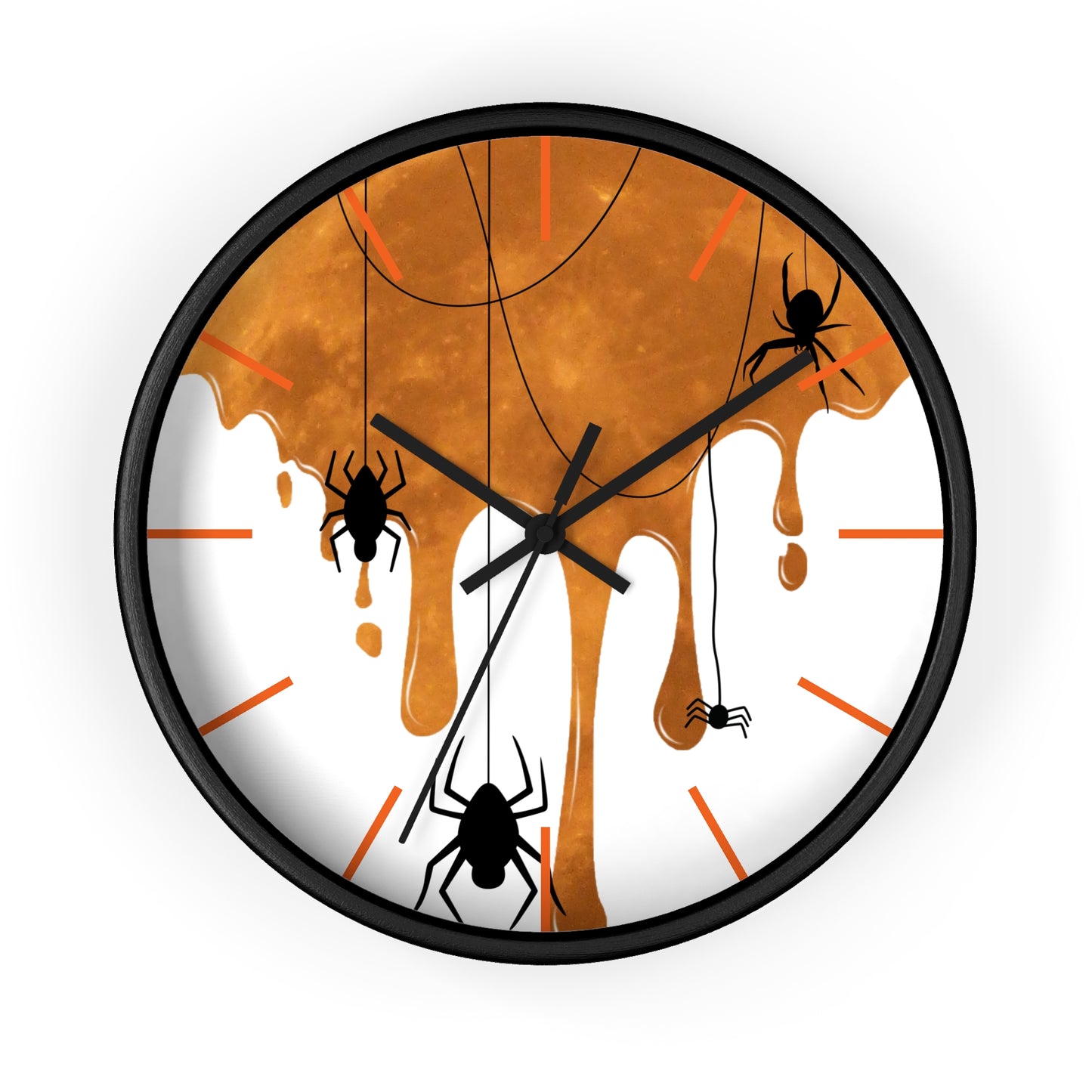 Halloween Wall Clock, Round Wall Clock, Spooky Wood Clock, Halloweeners Gift, Unique Wall Clock, Spider Wall Clock