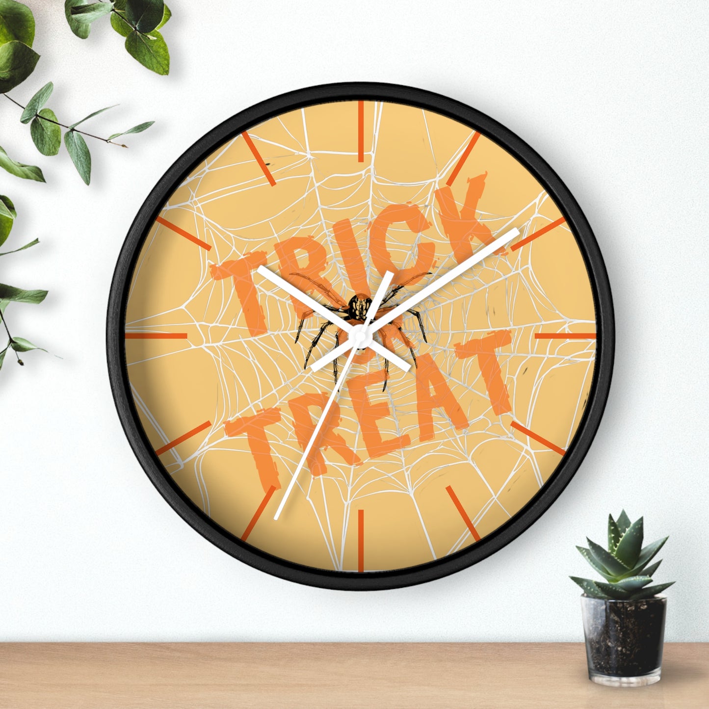 Halloween Wall Clock, Round Wall Clock, Spooky Wood Clock, Halloweeners Gift, Unique Wall Clock, Spider Wall Clock