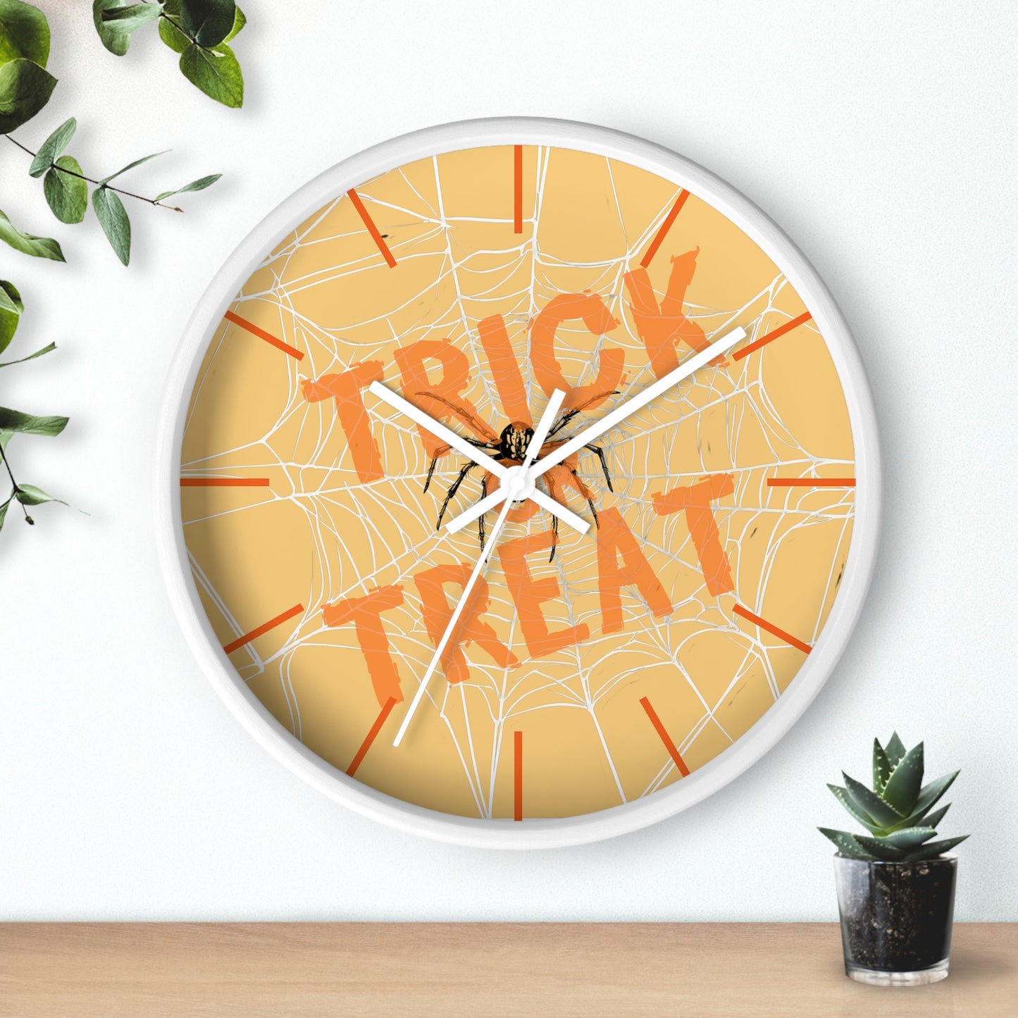 Halloween Wall Clock, Round Wall Clock, Spooky Wood Clock, Halloweeners Gift, Unique Wall Clock, Spider Wall Clock