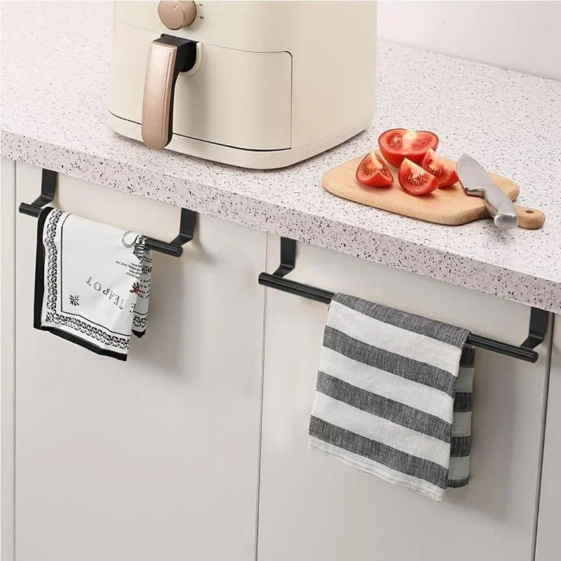 Towel Rod Steel Metal Wire Over Cabinet Towel Rack Storage Organizer  Door Hanging Rack Punch-free Storage Rack Home Kitchen