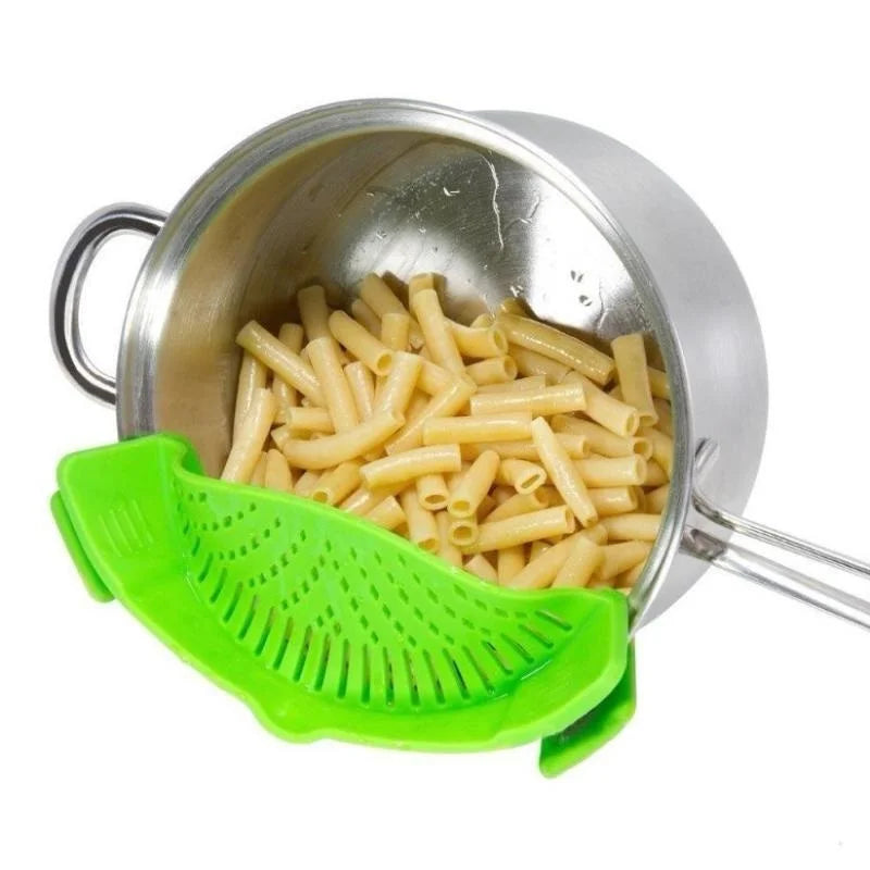 Pot Strainer and Pasta Strainer - Adjustable Silicone Clip On Strainer for Pots, Pans, and Bowls - Kitchen Colander