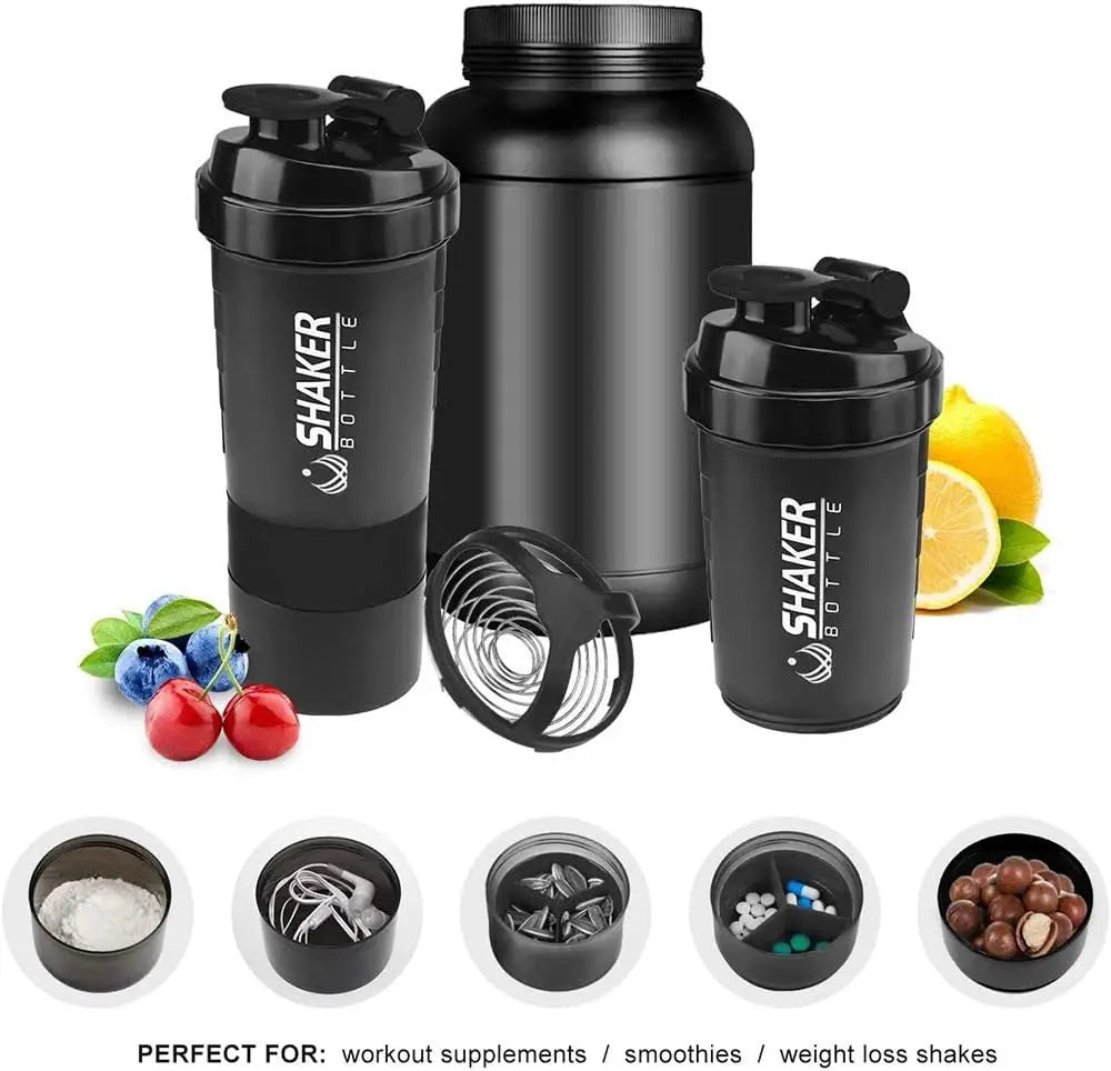 16OZ Protein Shaker Bottles Portable Sports Gym Fitness Water Cup Mixes Powder Shake Cup Leak Proof Milkshake Mixing Kettle